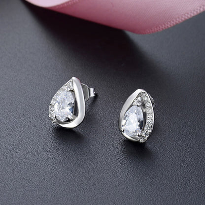 Dee Silver Stud Earring with Crystals