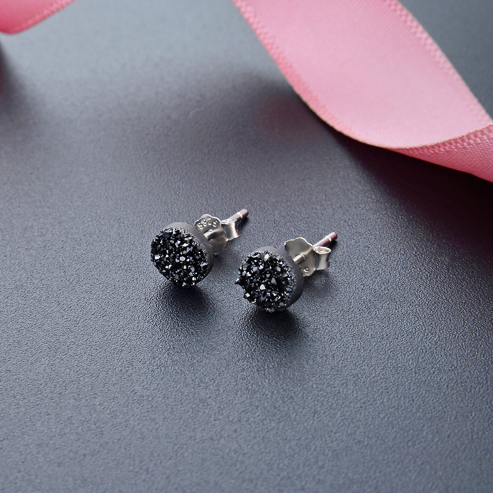 Mels Black Stud Earring with Crystals